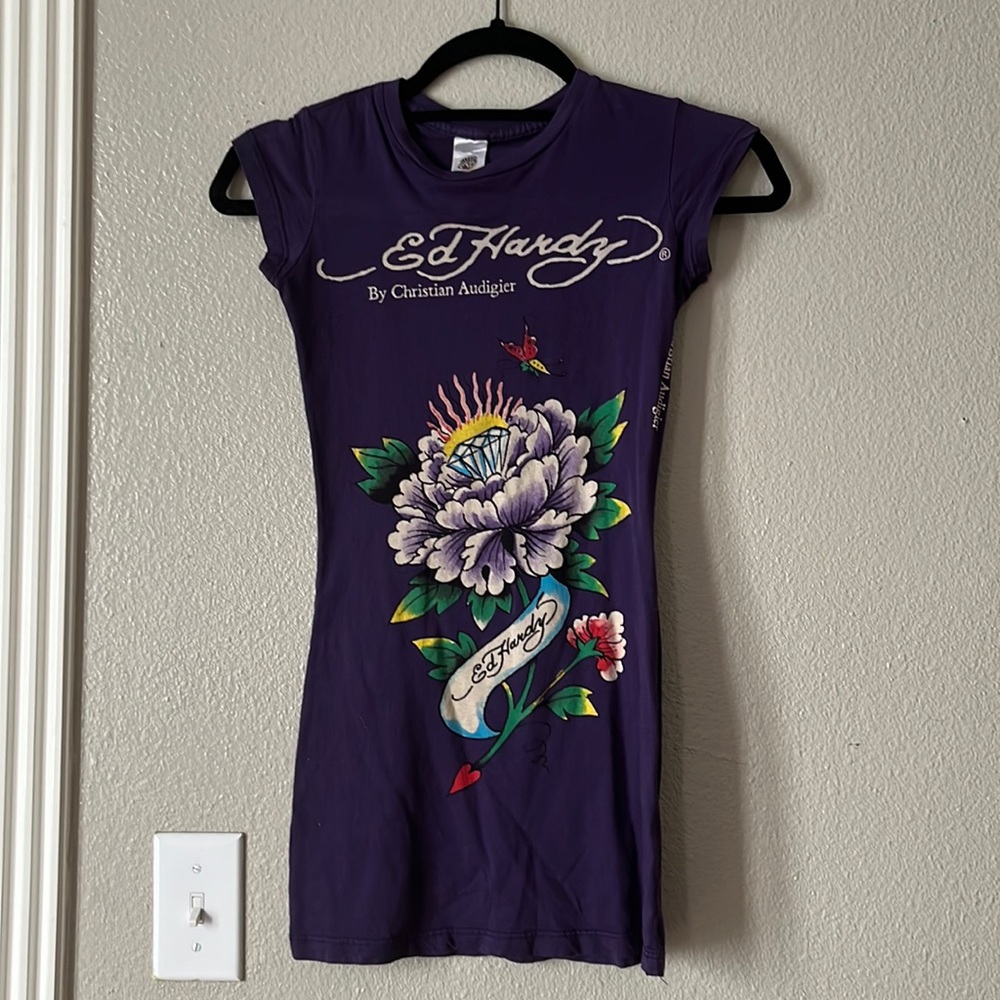 Purple Fitted Ed Hardy Tee